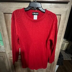Sag Harbor Petite Red Ribbed‎ Sweater Medium Acrylic/Rayon Blend